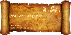 Matias Szigfrid névjegykártya